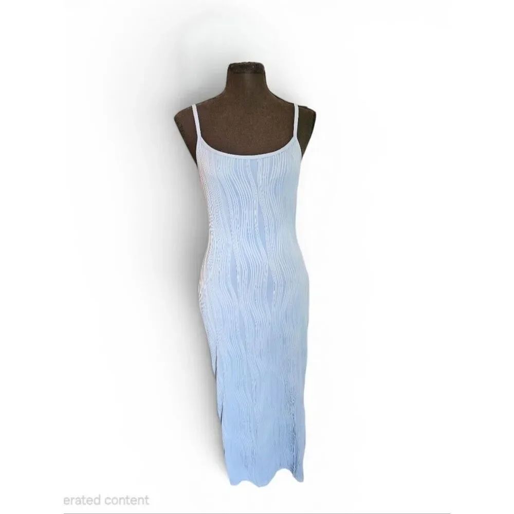 PRETTYGARDEN Light Blue Knit Bodycon Maxi Midi Dress Size Small